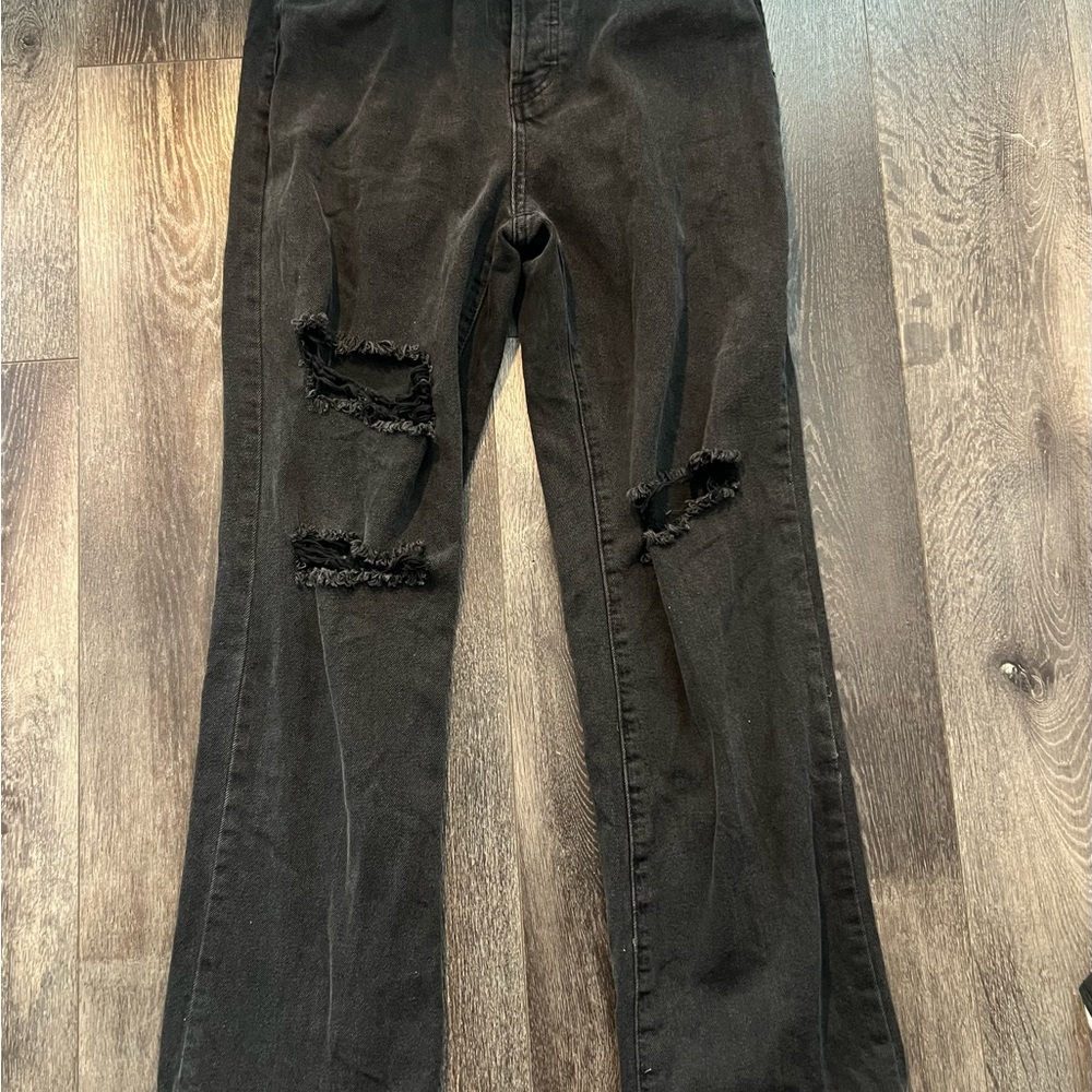 Song of Style Black Distressed Boyfriend Jeans